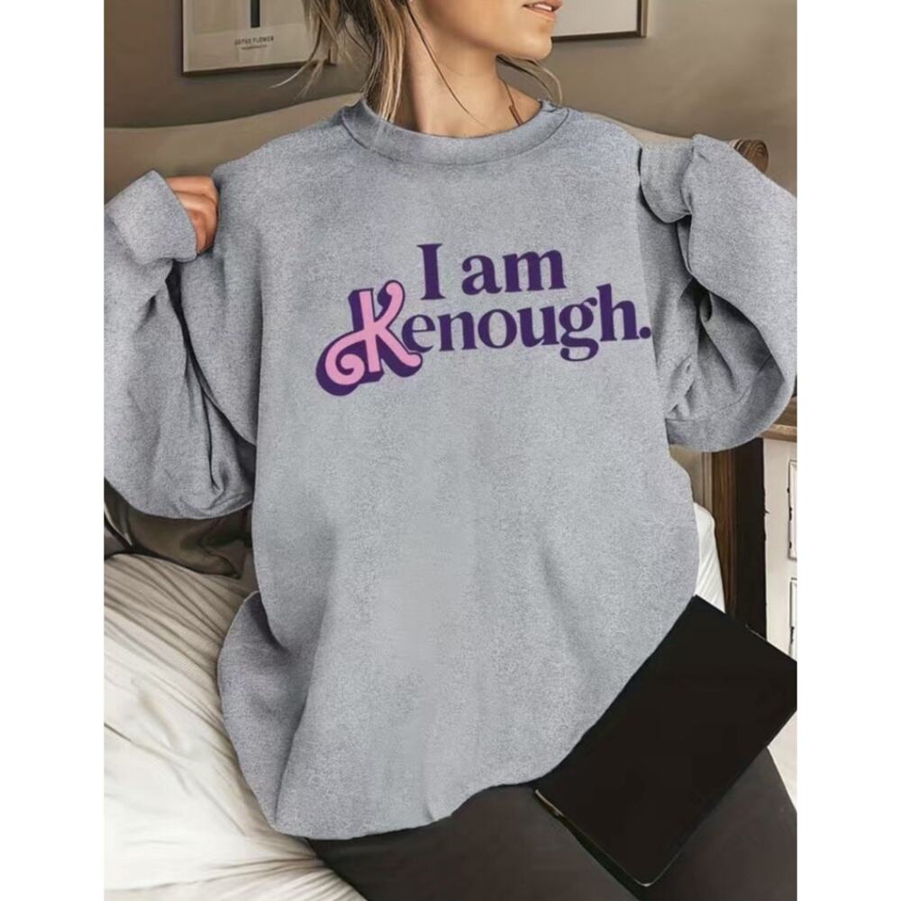 Barbie Ken Movie I AM KENOUGH Gray Cotton Crewneck Oversized Sweatshirt  Medium